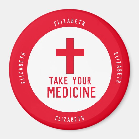 名前の付いた医療警告リマインダーマグネット マグネット (正面)