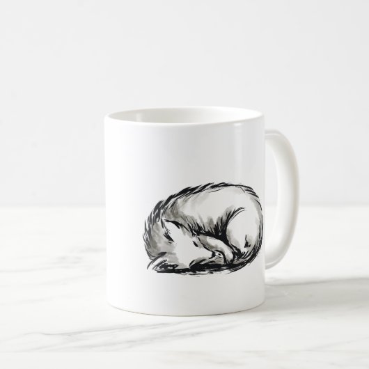 名前の付いた可愛いキツネのスケッチ コーヒーマグカップ (正面右)