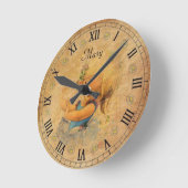 名前の付いた女の子ヴィンテージ（変更） ラウンド壁時計 (傾斜)