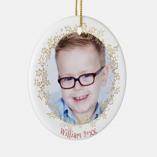 名前の付いた子フォトクリスマスオーナメント セラミックオーナメント (右)