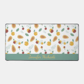 名前の付いた定型化されたフルーツパターン デスクマット (正面)