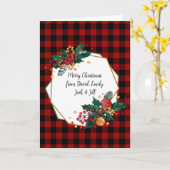 名前の付いた家族のクリスマスフレーム カード (黄色い花)