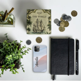 名前の付いた幾何学的な波のパステル色 iPhone 11 PROケース