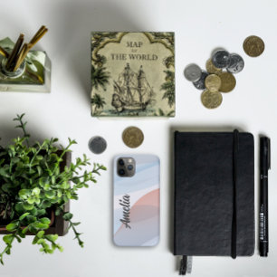 名前の付いた幾何学的な波のパステル色 iPhone 11 PROケース