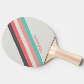 名前の付いた日焼けストライプのしたサンゴ 卓球ラケット (横)