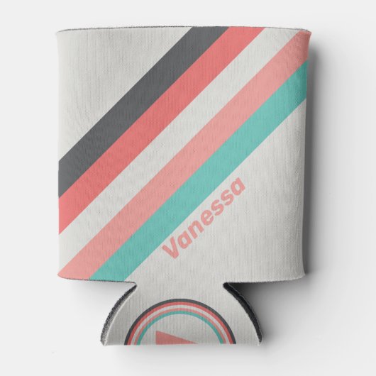 名前の付いた日焼けストライプサンゴ礁 缶クーラー (正面)