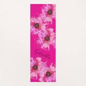 名前の付いた明るいピンクの花 ヨガマット (正面)