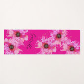 名前の付いた明るいピンクの花 ヨガマット (正面(横))