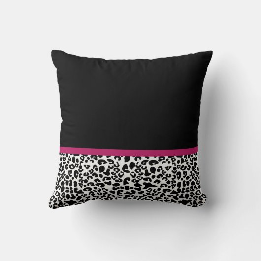 名前の付いた明るい濃いピンクのリボンヒョウの印刷 クッション (裏面)