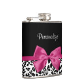 名前の付いた明るい濃いピンクのリボンヒョウの印刷 フラスク (右)