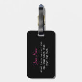 名前の付いた明るい濃いピンクのリボンヒョウの印刷 ラゲッジタグ (裏面縦)