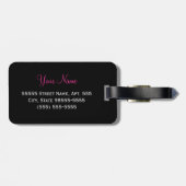 名前の付いた明るい濃いピンクのリボンヒョウの印刷 ラゲッジタグ (裏面横)