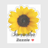 名前の付いた明るい黄色のひまわり |ビニール シール (シート)