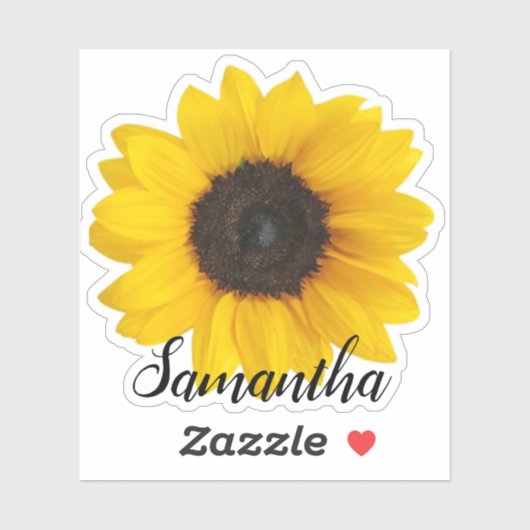 名前の付いた明るい黄色のひまわり |ビニール シール (シート)