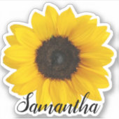 名前の付いた明るい黄色のひまわり |ビニール シール (正面)