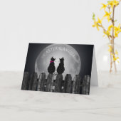 名前の付いた月明かりの猫 カード (黄色い花)