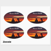 名前の付いた楕円形の写真シール – 夕日の出 楕円形シール (シート)