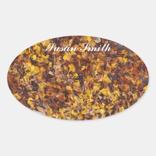 名前の付いた楕円形の写真シール – Leaf litter 楕円形シール (正面)