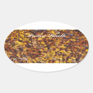 名前の付いた楕円形の写真シール – Leaf litter 楕円形シール