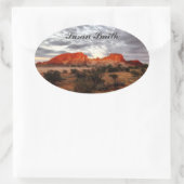 名前の付いた楕円形の写真ステッカー – オーストラリアのアウトバック 楕円形シール (バッグ)