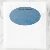 名前の付いた楕円形の写真ステッカー – ランダムな青い斑点 楕円形シール (バッグ)