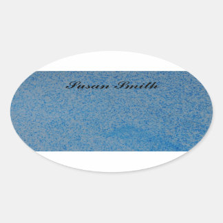 名前の付いた楕円形の写真ステッカー – ランダムな青い斑点 楕円形シール