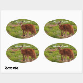 名前の付いた楕円形の写真ステッカー – 赤いカンガルー 楕円形シール (シート)