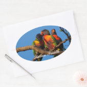 名前の付いた楕円形の写真ステッカー – Rainbow Lorikeet 楕円形シール (封筒)