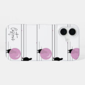 名前の付いた模様の、かわいいバブルガムの鳥 iPhone 16ケース (裏面横)