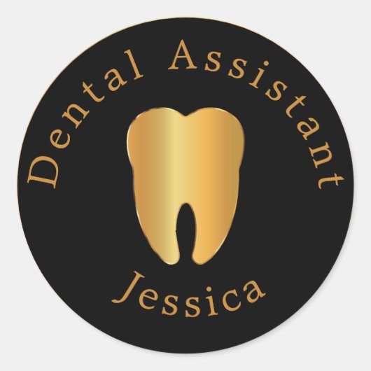 名前の付いた歯科助手 ラウンドシール (正面)