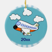 名前の付いた漫画の飛行機 セラミックオーナメント (裏面)