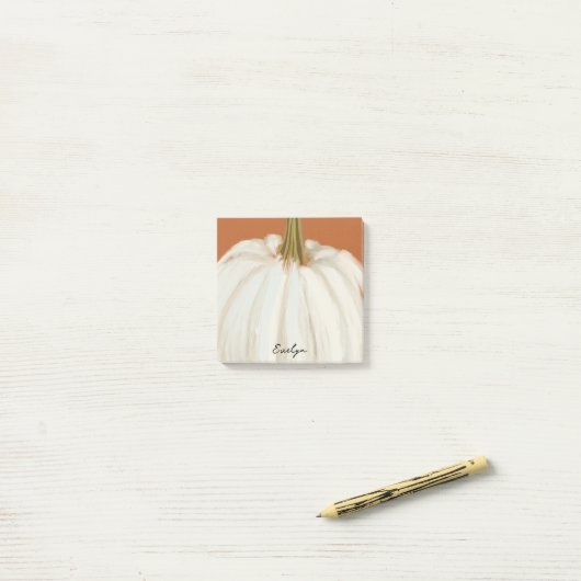 名前の付いた白いパーソナライズされたかぼちゃ ポストイット (デスク上)