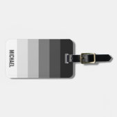 名前の付いた白黒のグラデストライプーション ラゲッジタグ (正面横)