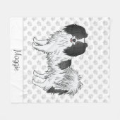 名前の付いた白黒のファレンの大きなイメージ フリースブランケット (正面(横))