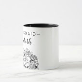 名前の付いた白黒の花嫁の花束 マグカップ (中央)