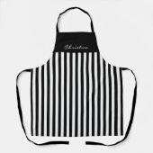 名前の付いた白黒ストライプのオーニング窓 エプロン (正面)