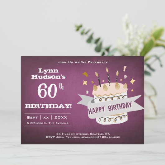 名前の付いた第60回バースデーパーティー 招待状 (スタンド正面)