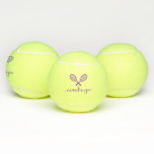 名前の付いた紫色のラケットパーソナライズされた テニスボール (マルチ)