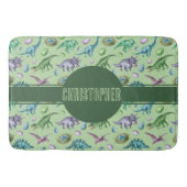 名前の付いた緑の轟音ジュラ紀の恐竜 バスマット (正面)