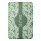 名前の付いた緑の轟音ジュラ紀の恐竜 バスマット (正面縦)