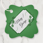 名前の付いた緑色のつたの フェイバータグ (正面)