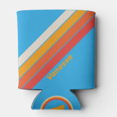 名前の付いた色あせたサーフストライプブルーのオプション 缶クーラー (裏面)