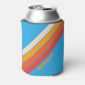 名前の付いた色あせたサーフストライプブルーのオプション 缶クーラー (缶裏面)