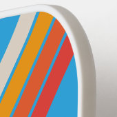 名前の付いた色あせストライプのたサーフブルー ピックルボールラケット (左詳細)