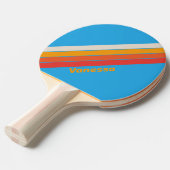 名前の付いた色あせストライプのたサーフブルー 卓球ラケット (正面アングル)