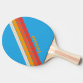 名前の付いた色あせストライプのたサーフブルー 卓球ラケット (横)