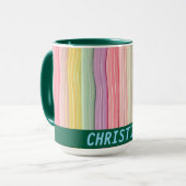 名前の付いた色ガーリーの太い波線 マグカップ (正面左)