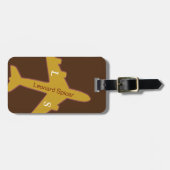 名前の付いた茶色パーソナライズされたの荷物タグ ラゲッジタグ (正面横)