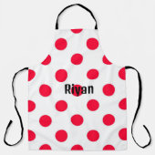 名前の付いた赤いドットの白い背景 エプロン (正面)