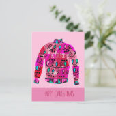 名前の付いた醜いクリスマスセーターの模様 シーズンポストカード (スタンド正面)